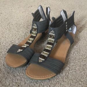 LIKE NEW grey and gold sandals